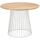 Solpuri Grid Loungetisch Ø90cm Aluminium/Teak Weiß GRI-272-301-400