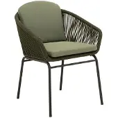 Cosmic Collection Rondo Gartensessel Stahl mit Sitz- und Rückenkissen Schwarz|Grün CO00402