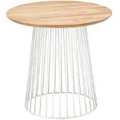 Solpuri Grid Loungetisch Ø70cm Aluminium/Teak Weiß GRI-301-301-400