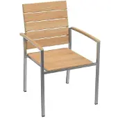 OUTLIV. Pamplona Stapelsessel Edelstahl/Teak Hellgrau PA-STU-1