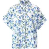 Rich & royal Printed Cotton Blouse With Details Palace Blue Größe: 36 | Blusen Outlet | Damen | Blau