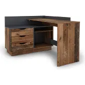 ByLiving Eckschreibtisch Belfast, wahlweise rechts oder links montierbar, 129 x 105 cm, H 83,5 cm, in Old Wood / anthrazit