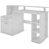 ByLiving Schreibtisch Louis, Breite 140 cm, in weiß, mit viel Stauraum