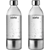AARKE PET Wasserflasche, Karbonisiererflasche, Edelstahl, Transparent, PET, Edelstahl, 650 ml, Kompatibel mit Carbonator 3, Carbonator II und Carbonator I., 2 Stück(e)