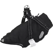 vidaXL Hundemantel mit Geschirr Wasserdicht Reflektierend Schwarz L28