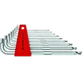 PB Swiss Tools Sechskant-Winkelschraubendreher-Satz, lang, verchromt, 9-teilig