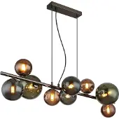Globo Schwarze Pendelleuchte Riha Farbiges Glas 9-flammig
