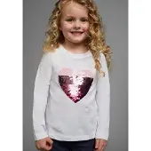 Kidsworld Langarmshirt ", mit Paillettenherz zum Wenden" Langarm, Basic-Passform, mit glitzernden Pailletten