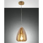 FABAS LUCE Britton Pendelleuchte aus Metall und Borosilikatglas, bernsteinfarben, modernes Design, E27-Fassung, Durchmesser 22 cm, Schutzklasse 1