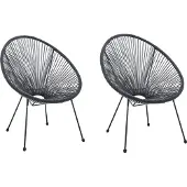 Möbilia Garten-Stuhl 2er-Set | Sitzschale Kunststoff | Gestell Metall | B 73 x T 73 x H 88 cm | schwarz | 10020011 | Serie GARTEN