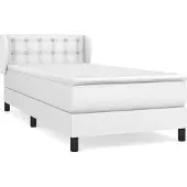 vidaXL Boxspringbett mit Matratze Weiß 90x190 cm Kunstleder