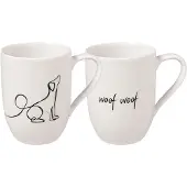 Villeroy & Boch Becher "Kaffeebecher Dog Statement 280 ml 2er Set weiß", weiß, Porzellan, Trinkgefäße, Becher