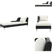 vidaXL Sonnenliege mit Auflage Poly Rattan Schwarz - Sonnenliegen