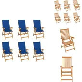 vidaXL Gartenstühle 6 Stk. mit Königsblauen Kissen Massivholz Teak - Gartenstühle
