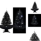 vidaXL Schneiender Weihnachtsbaum mit Schirmfuß Schwarz 140 cm PVC - Weihnachtsbäume