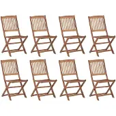vidaXL Klappbare Gartenstühle mit Kissen 8 Stk. Massivholz Akazie - Gartenstühle