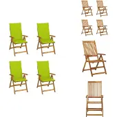 vidaXL Hochlehner Verstellbar 4 Stk. mit Auflagen Massivholz Akazie - Gartenstühle