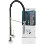 Schutte Küchenarmatur DESIGN mit Geschirrbrause, Wasserhahn Küche ausziehbar, schwenkbare Mischbatterie Küche, Edelstahloptik/Schwarz
