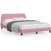 vidaXL Bettgestell mit Kopfteil "Dover" Rosa 120x200 cm Samt