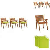 vidaXL Garten-Essstühle mit Kissen 3 Stk. Massivholz Akazie - Gartenstühle