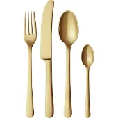 Georg Jensen - Copenhagen 4 tlg. Besteckset, mattiert goldfarben