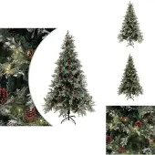 vidaXL Weihnachtsbaum mit Beleuchtung und Kiefernzapfen 195 cm PVC&PE - Weihnachtsbäume