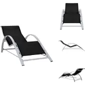 vidaXL Sonnenliege Textilene und Aluminium Schwarz - Sonnenliegen