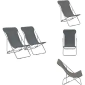 vidaXL Klappbare Strandstühle 2 Stk. Stahl und Oxford-Gewebe Grau - Gartenstühle