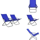 vidaXL Klappbare Strandstühle 2 Stk. Stoff Blau - Gartenstühle