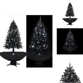 vidaXL Schneiender Weihnachtsbaum mit Schirmfuß Schwarz 190 cm PVC - Weihnachtsbäume