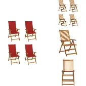 vidaXL Hochlehner Verstellbar 4 Stk. mit Auflagen Massivholz Akazie - Gartenstühle