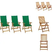 vidaXL Klappbare Gartenstühle 3 Stk. mit Auflagen Massivholz Akazie - Gartenstühle