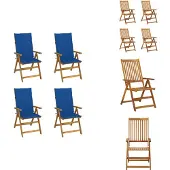 vidaXL Hochlehner Verstellbar 4 Stk. mit Auflagen Massivholz Akazie - Gartenstühle