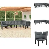 vidaXL 8-tlg. Garten-Lounge-Set Schwarz und Grau Poly Rattan