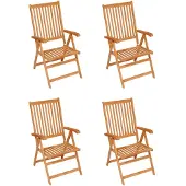vidaXL Gartenstühle 4 Stk. mit Beigen Kissen Massivholz Teak - Gartenstühle