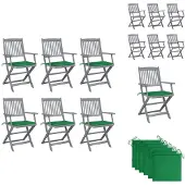 vidaXL Klappbare Gartenstühle 6 Stk. mit Sitzkissen Massivholz Akazie - Gartenstühle