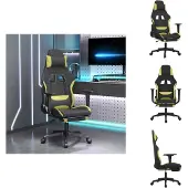 vidaXL Gaming-Stuhl mit Massage & Fußstütze Schwarz und Hellgrün Stoff - Gaming-Sessel
