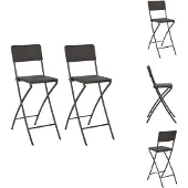 vidaXL Klappbare Barstühle 2 Stk. HDPE und Stahl Braun Rattanoptik - Gartenstühle
