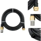 vidaXL Saugschlauch mit Messing-Anschlüssen Schwarz 1,1" 20 m PVC - Gartenschläuche