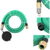 vidaXL Saugschlauch mit Messing-Anschlüssen Grün 1,1" 10 m PVC - Gartenschläuche
