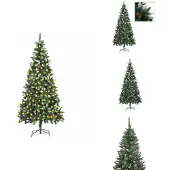 vidaXL Weihnachtsbaum Gefrostet mit Beleuchtung & Zapfen 210 cm - Weihnachtsbäume