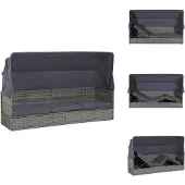 vidaXL Gartenbett mit Baldachin Grau 205×62 cm Poly Rattan - Sonnenliegen