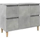 vidaXL Waschbeckenunterschrank Betongrau 80x33x60 cm Holzwerkstoff