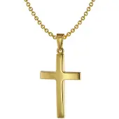 Trendor 75543 Kreuz-Anhänger 24 mm Gold 585 + Silberkette goldplattiert