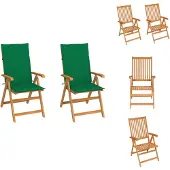 vidaXL Gartenstühle 2 Stk. mit Grünen Kissen Massivholz Teak - Gartenstühle