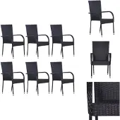 vidaXL Stapelbare Gartenstühle 6 Stk. Poly Rattan Schwarz - Gartenstühle