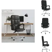 vidaXL Bürostuhl mit Liegefunktion Schwarz Kunstleder - Bürostühle