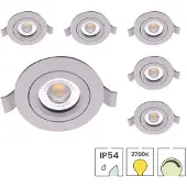 Lybardo 6er-Set LED-Downlights | Einbau | 5 Watt dimmbar | Schwenkbar | 2700K warmweiß | IP54 | Weiß