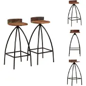 vidaXL Barhocker 2 Stk. Massives Altholz - Barhocker