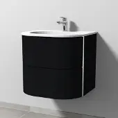 Sanipa 4balance Set Keramik-Waschtisch mit Auszügen (DL401) – 522x584x514, Schwarz-Matt